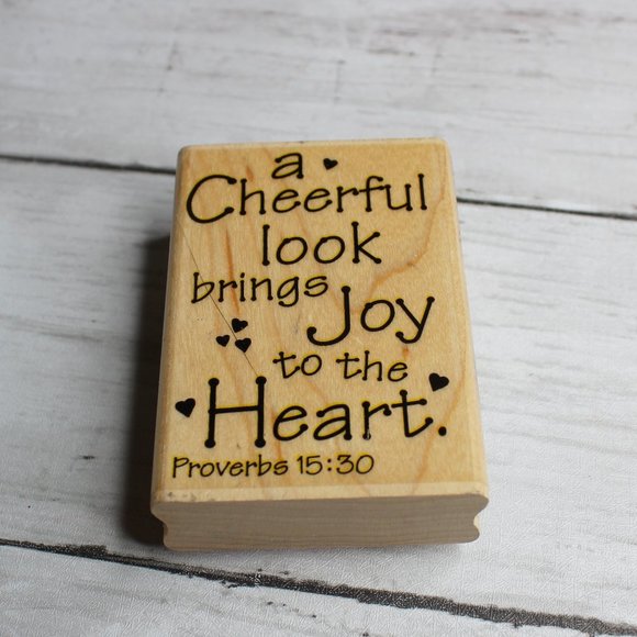 Stampabilities Rubber Stamp Mounted Wooden Block Proverbs 15:30 Christian - Picture 1 of 4